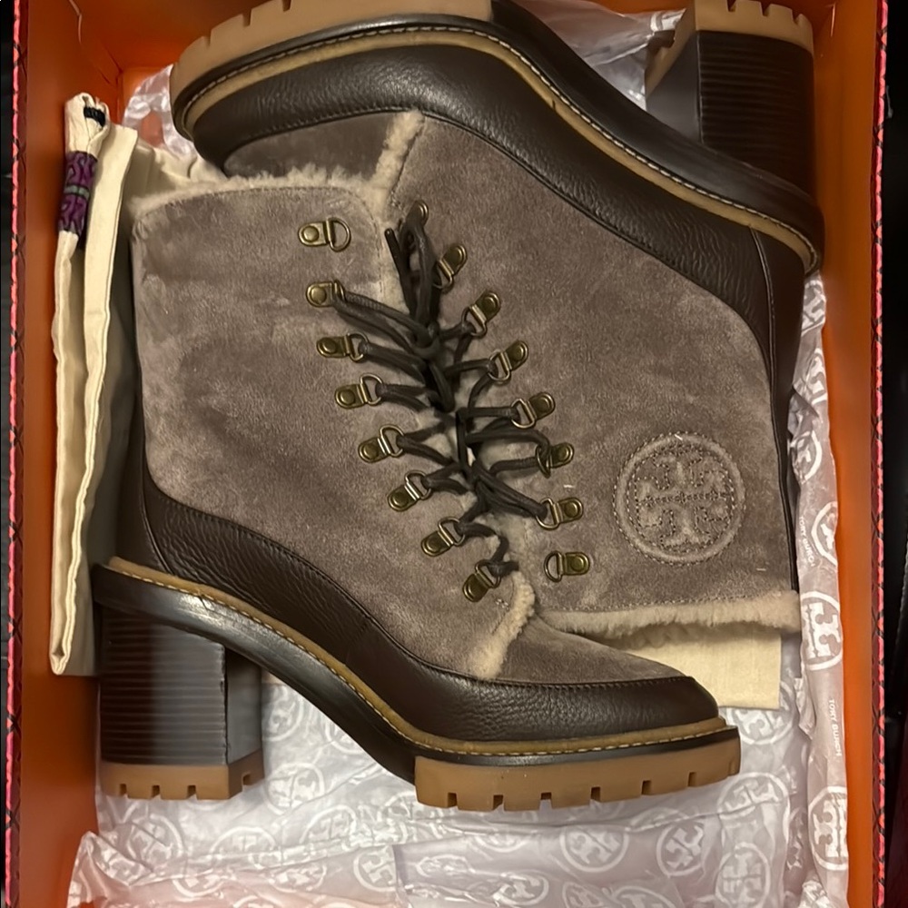 Tory Burch Brown Heeled Lug Boots Timeless Design
